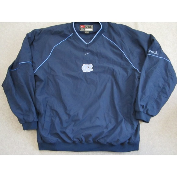 Nike Other - VTG UNC Tar Heels Windbreaker Mens XXL Navy Blue Nike Center Swoosh Pullover
